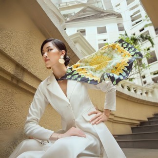 Khăn lụa vuông Julia xanh lục bảo 65*65cm